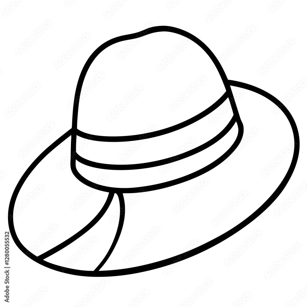 Classic Sun Hat Icon on White Background Classic Sun Hat Icon on White Background