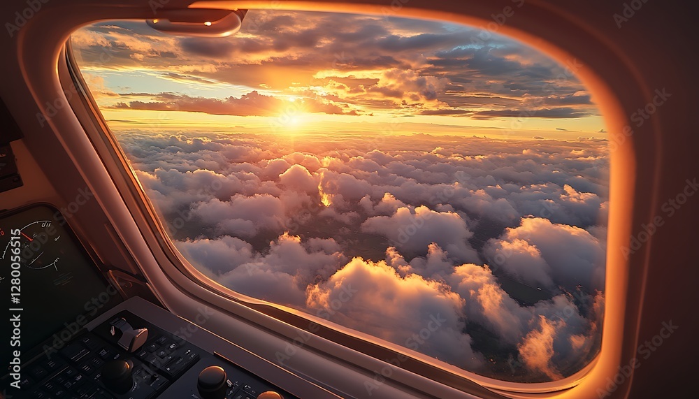 Plane Window Sunset Cloudscape Plane Window Sunset Cloudscape
