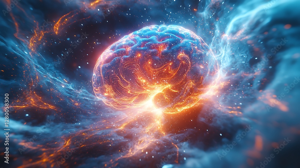 A cybernetic brain with glowing circuits merging into a radiant quantum singularity, surrounded by swirling energy and holographic patterns, vibrant neon colors dominating the scene, A cybernetic brain with glowing circuits merging into a radiant quantum singularity, surrounded by swirling energy and holographic patterns, vibrant neon colors dominating the scene,