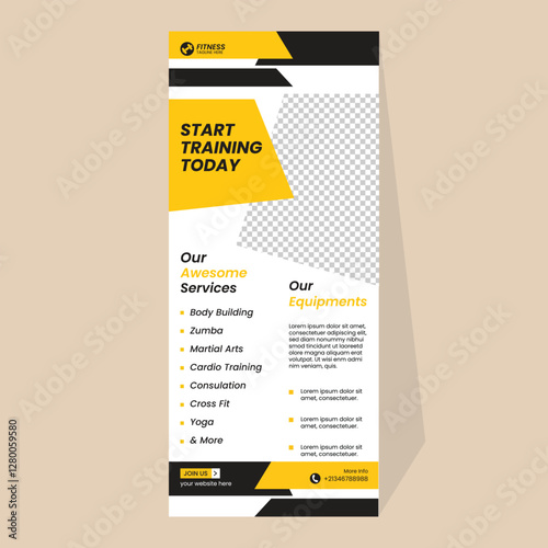 Fitness Roll Up Banner Template for Gym or Training Center