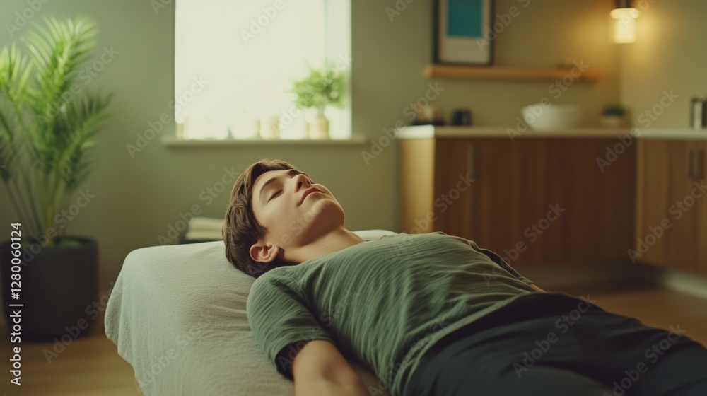 Nerve therapy session in a calming clinic with a therapist. Featuring stress relief and relaxation Nerve therapy session in a calming clinic with a therapist. Featuring stress relief and relaxation