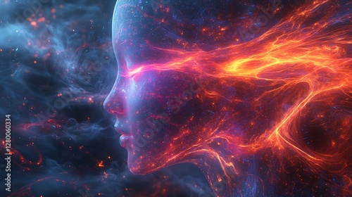 A detailed neural network glowing with radiant quantum energy, synapses firing dynamically, seamlessly linked to holographic circuits emitting vibrant light trails,