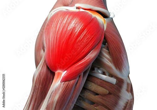 Inflamed Deltoid (Turns slightly red). isolated on transparent or white background
