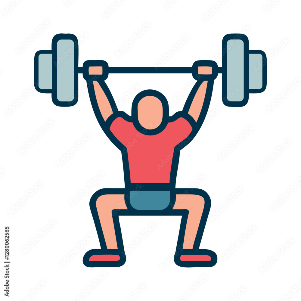 Fototapeta premium calisthenics man barbell squat lift icon