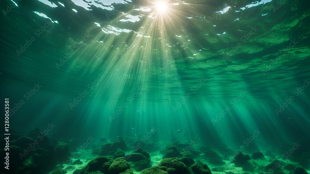 Fototapeta premium 光が舞う神秘の海底