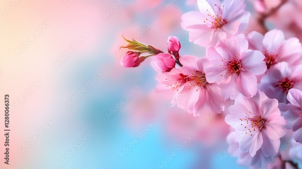 Naklejka premium Cherry blossom blooming season nature floral photography spring close-up beauty of nature
