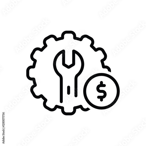 Black line icon for servicing costs