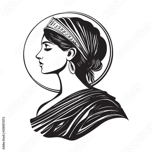 Athena Goddess Image Vector. Illustration of a Athena Goddess Image Vector isolated on white background.