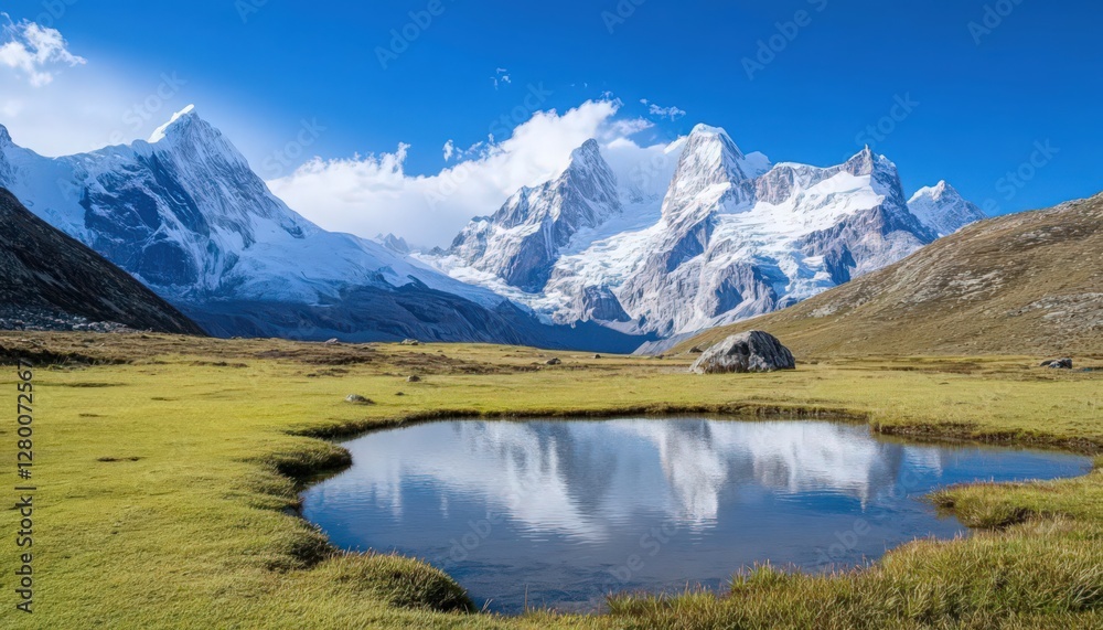 Snow Capped Mountains Reflected in Alpine Lake Snow Capped Mountains Reflected in Alpine Lake