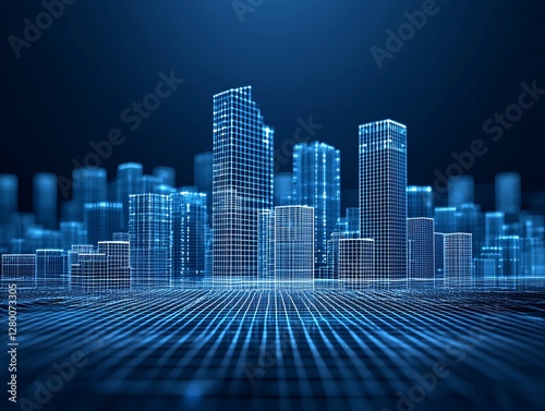 Cybernetic wireframe landscapes, neon blueprints of an abstract metropolis, endless lines converging into infinity, hyper-detailed vector precision, futuristic symmetry