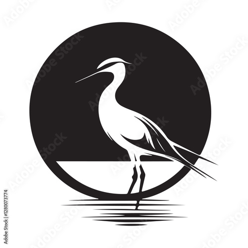 Avocet bird Vector Image. Avocet standing vector illustration on white background.