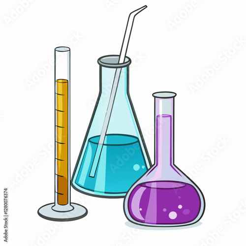 Laboratory flasks glassware concept vector  illustration