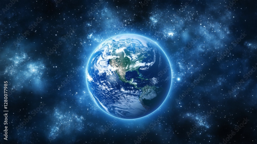 Earth from space illuminated by stars in the vastness of the universe showcasing the beauty of our planet Earth from space illuminated by stars in the vastness of the universe showcasing the beauty of our planet