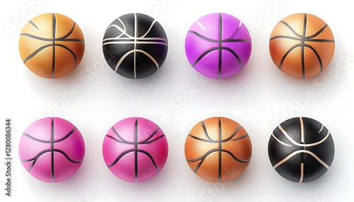 Colorful Basketball Balls Flat Lay