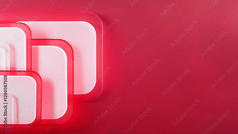 White Square Forms Red Background White Square Forms Red Background