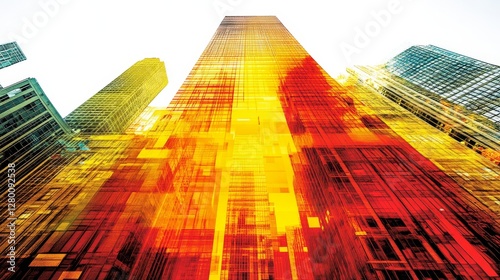 Wallpaper Mural Abstract cityscape with vibrant colors captures the essence of modern urban architecture and bustling metropolis life perspective and art Torontodigital.ca