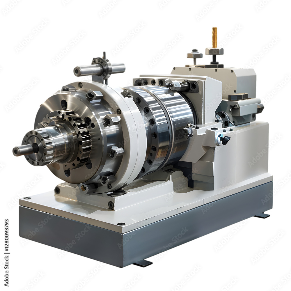 Naklejka premium High-precision industrial machine with advanced engineering design in a modern workshop setting