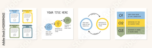 Hand drawn process infographic templates, vector eps10 illustration