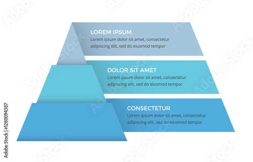 Pyramid diagram with three segments, infographic template, vector eps10 illustration