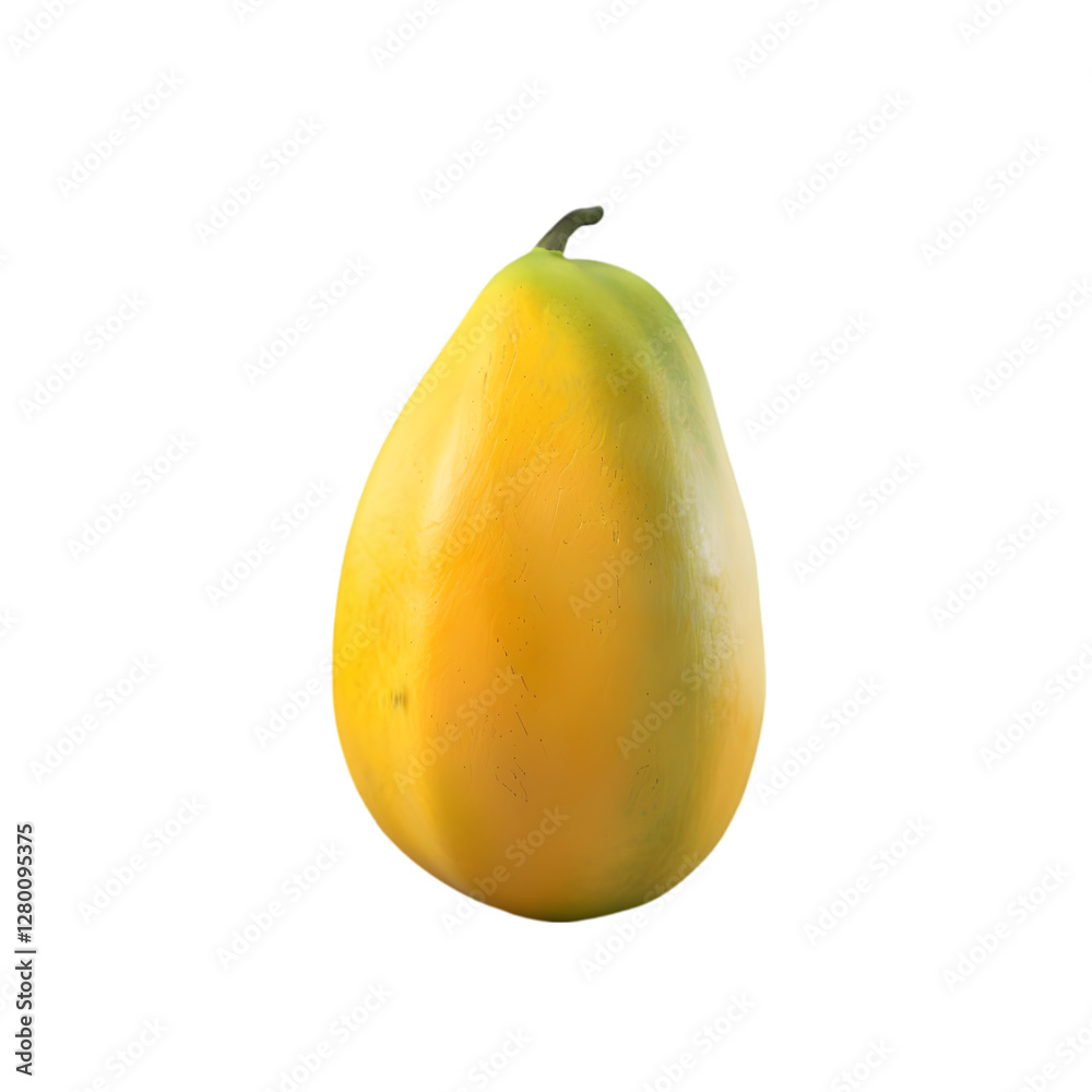 Fresh, ripe yellow pear isolated on a clean background showcasing its smooth texture and vibrant color Fresh, ripe yellow pear isolated on a clean background showcasing its smooth texture and vibrant color