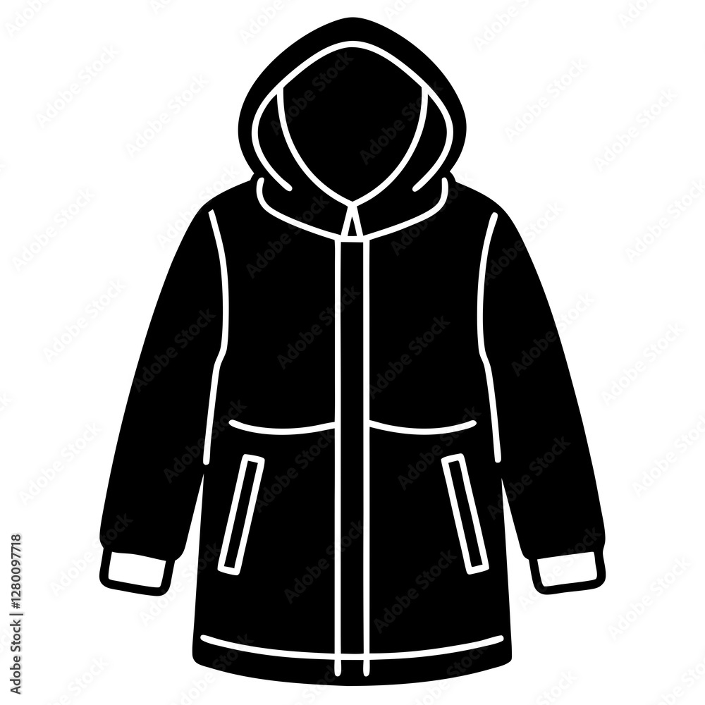Parka Silhouette Vector on Plain Background Parka Silhouette Vector on Plain Background