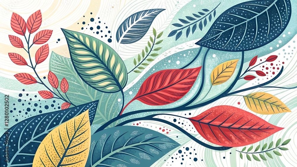 Fototapeta premium Vintage seamless pattern with tropical leaves in realistic style. Exotic plants. Vector botanical illustration. Foliage background for wallpaper, textile, wrapping paper and greeting card. Згорнути 