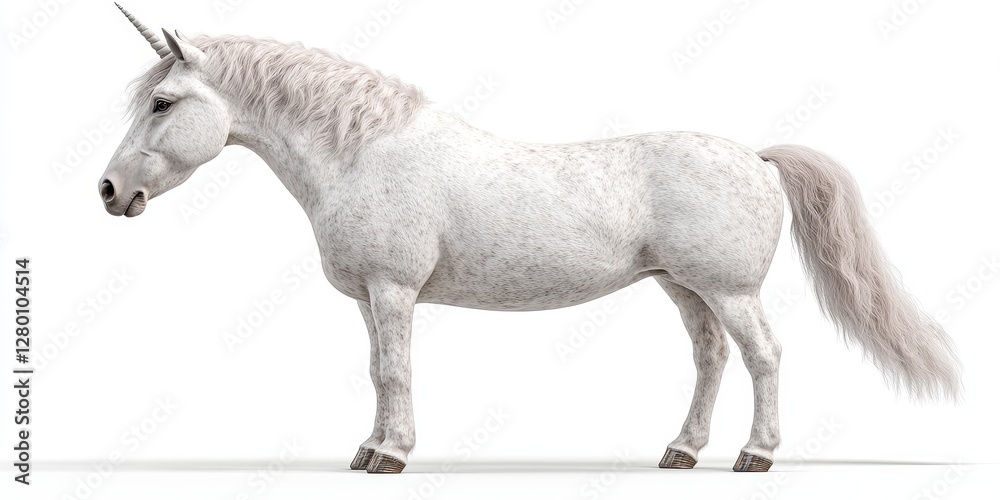 White Unicorn Horse With Brown Spots Digital Rendering