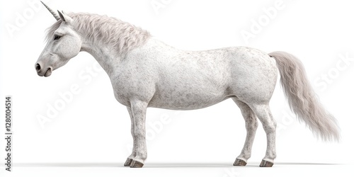 Obraz na płótnie White Unicorn Horse With Brown Spots Digital Rendering w salonie