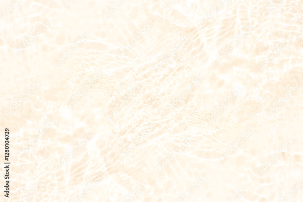 Fototapeta premium Cream water with ripples on the surface. Defocus blurred transparent white colored clear calm water surface texture with splashes and bubbles. Water waves with shining pattern texture background.
