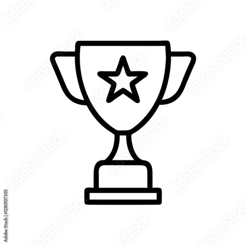  Trophy cup icon with star in minimalistic black outline style