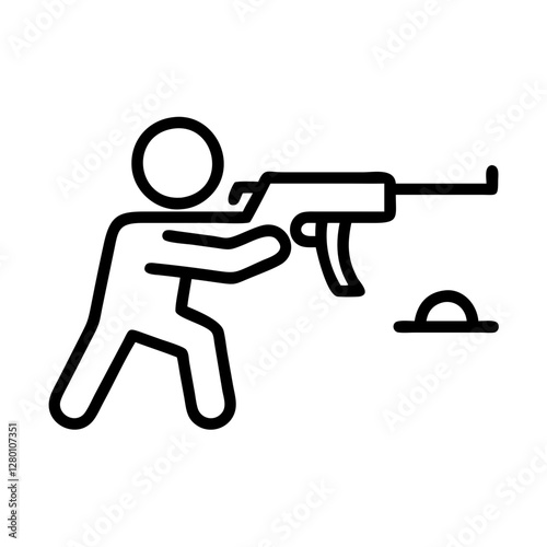 Shooter game player icon in minimalistic black outline style