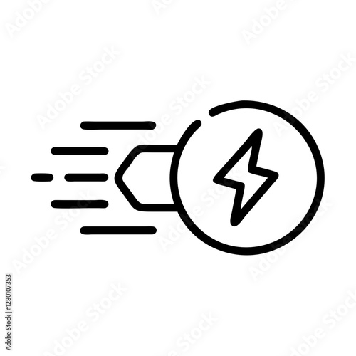  Speed boost icon with lightning symbol in minimalistic black outline style