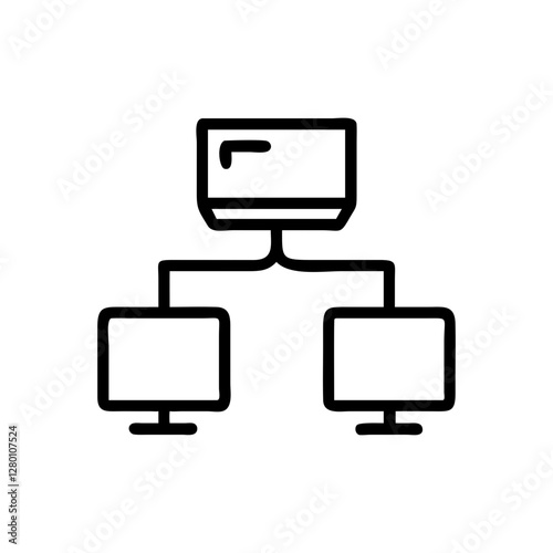 Network connection icon with three monitors in black outline style