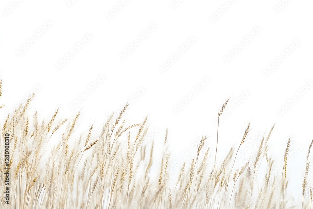 Fototapeta premium Close up of reed grass on white background with copy space.