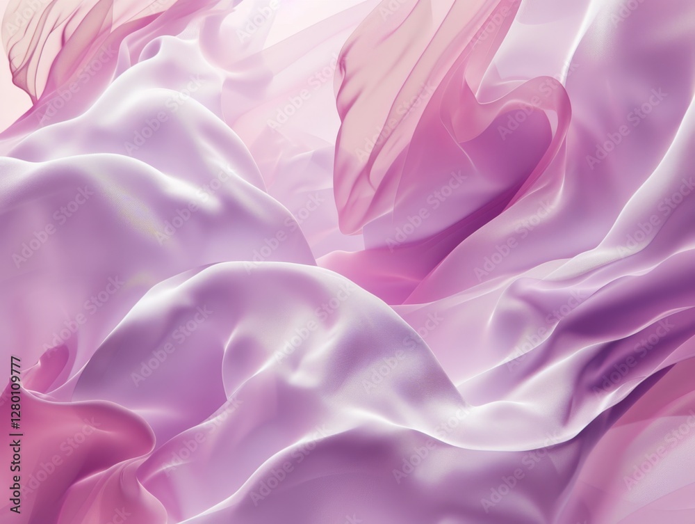 Obraz premium Soft pink and lilac wavy shapes create an airy abstract composition