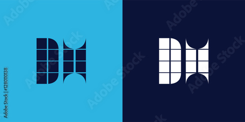 DH logo design with tile shape. Minimalist and modern vector illustration design suitable for business or brand