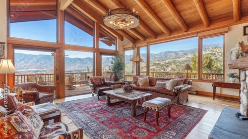 Mountain View Luxury Living Room: A Majestic Home with Panoramic Views photo