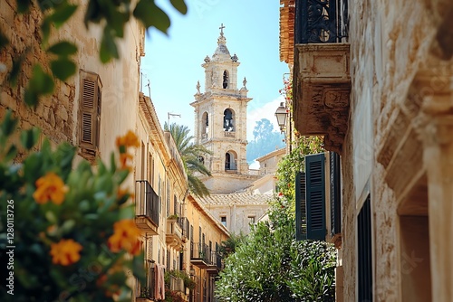Spanish Town Alley Church Tower Views