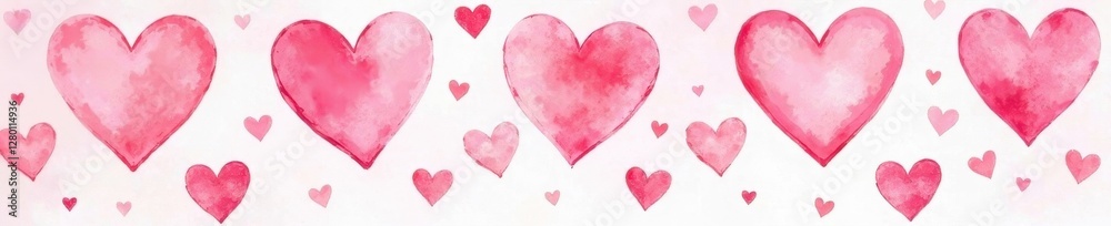 Delicate watercolor hearts, blush pink & crimson, repeating pattern, pattern, bridal, love Delicate watercolor hearts, blush pink & crimson, repeating pattern, pattern, bridal, love
