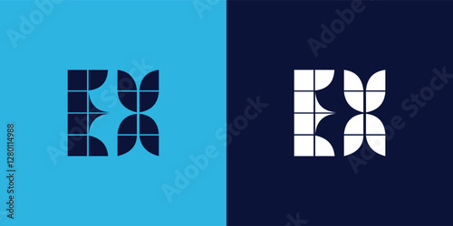 EX logo design with tile shape. Minimalist and modern vector illustration design suitable for business or brand