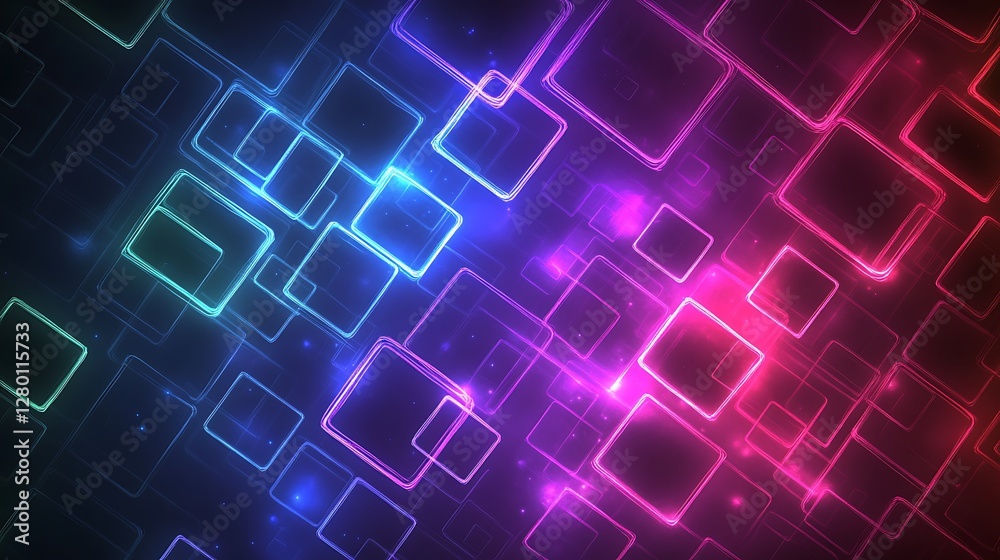 Abstract Neon Squares Glowing Pattern Design Abstract Neon Squares Glowing Pattern Design