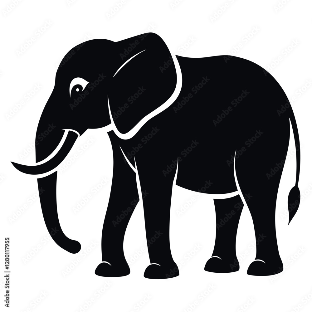 Fototapeta premium elephant--silhouette-on-white-background (1).eps