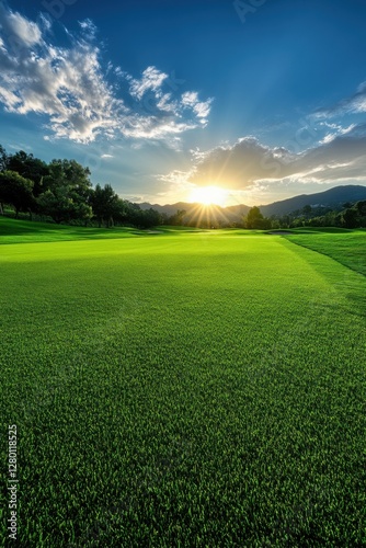 Serene Sunset Over Lush Golf Course