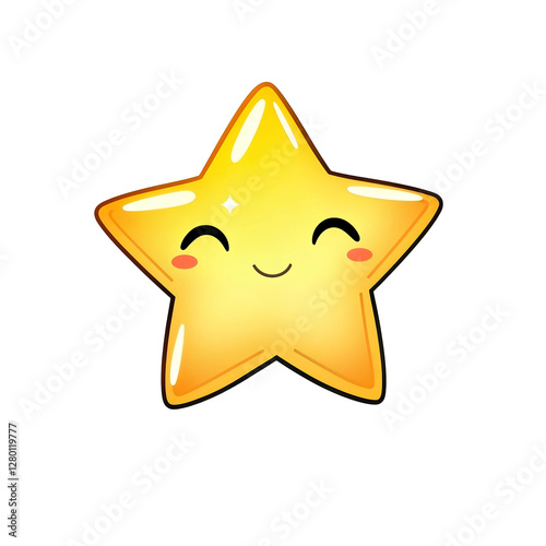 A cartoon star icon with glowing golden and orange tones, png transparent