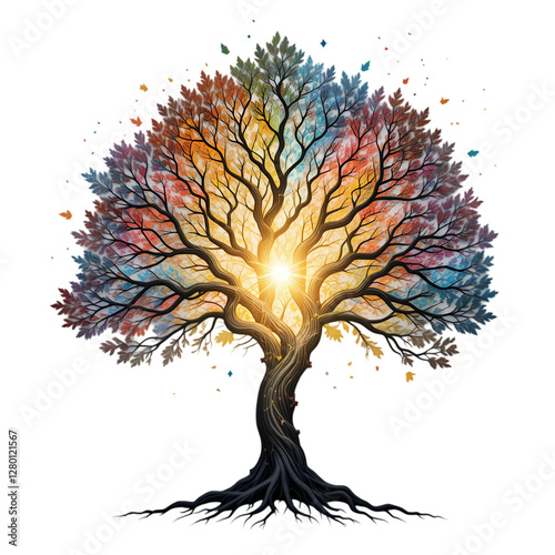 Rainbow Tree: Spiritual Art, Nature, Growth isolated on transparent background