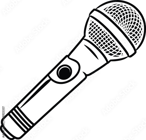 A Hand drawn Microphone vector illustrations, Hand-Drawn Mic Illustration