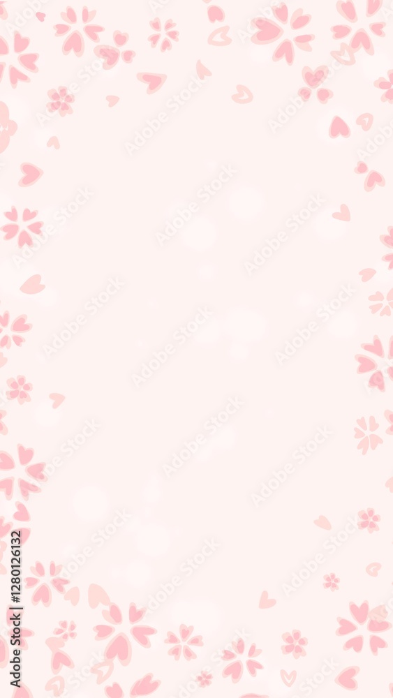 桜の花びらが舞い散るかわいいイラストの背景フレーム 桜の花びらが舞い散るかわいいイラストの背景フレーム