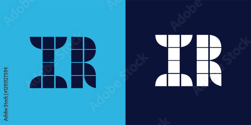 IR logo design with tile shape. Minimalist and modern vector illustration design suitable for business or brand