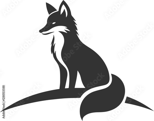 A fox sitting alone on a hill, gazing at the horizon vector
