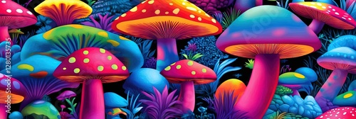 Plakat psychedelic mushroom magic eye stereogram 